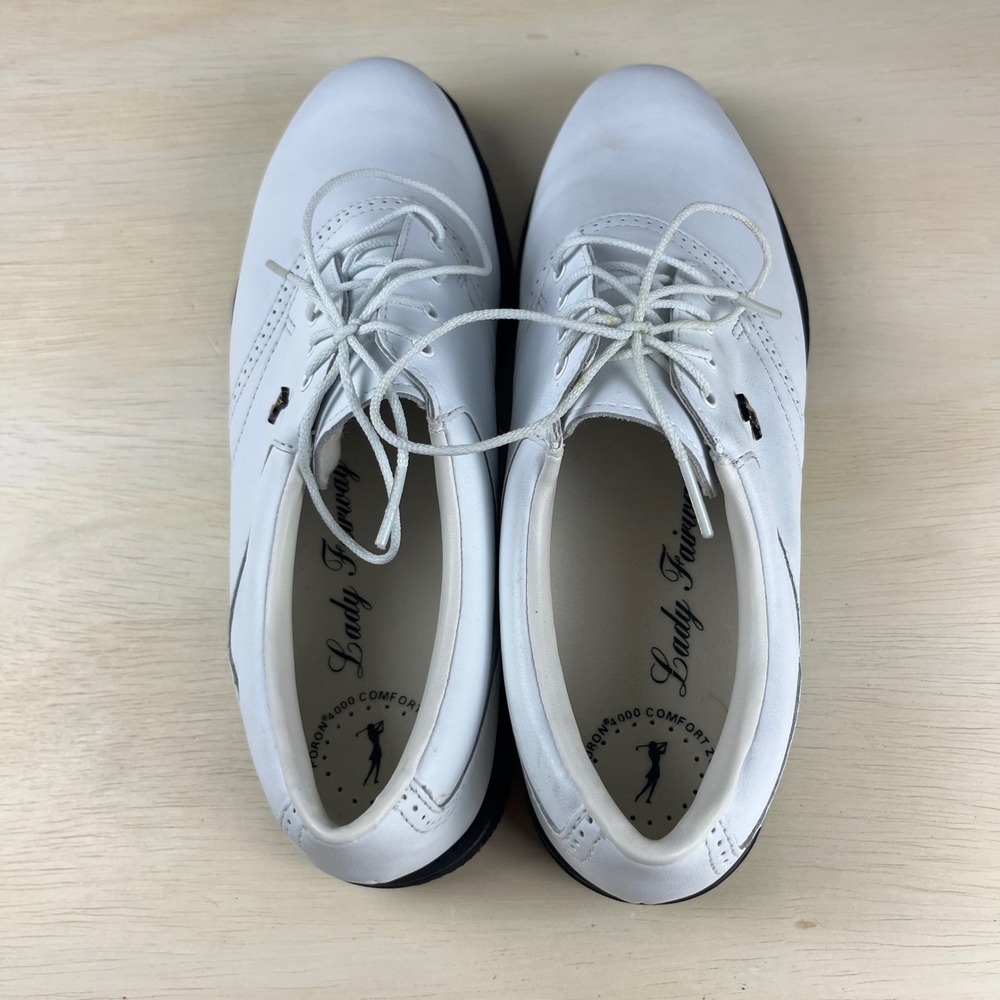 Lady Fairway Womens White Leather Golf Shoes Spikeless Oxford Brogue Size 9 M - Picture 5 of 8